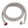Eastman Braided Stainless Steel Washing Machine Connector with Elbow - 3/4 In. FHT x 3/4 In. FHT x 5- FT - L (Brass)