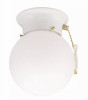 Canarm 6 In. White Incandescent Flush Mount Ceiling Light Fixture with Pull Chain