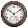 Indoor/Outdoor Clock With Thermometer, Gunmetal Gray,, 8.5-In.
