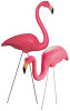 Lawn Ornaments, Pink Flamingos, Plastic, 2-Pk.