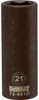 Metric Deep Impact Socket, 6-Point, Black Oxide, 1/2 In. Drive, 21mm