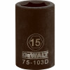 Metric Impact Socket, 6-Point, Black Oxide, 1/2 In. Drive, 15mm