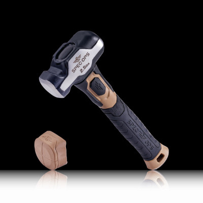 Spec Ops Tools Engineering Hammer, 2.5 lb Sledge hammer with Removable Soft Mallet Cap & Bi-Material Shock Absorbing & Vibration Dampening Handle