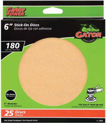GoldFlex Stick-On Sanding Discs, 180 Grit, 6 In., 25-Pk.