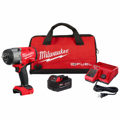 M18 Fuel 18-Volt High Torque Cordless Impact Wrench Kit, Brushless Motor, Friction Ring, 1/2 In., Battery & Charger