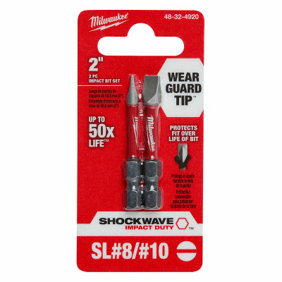 2-Pc. Shockwave Impact Driver Bits, Slotted #8 & #10, 2 In., 2-Pk.