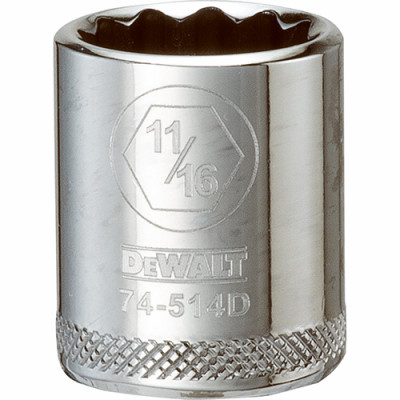 SAE Socket, Shallow, 12-Point, 11/16 In., 3/8 In. Drive
