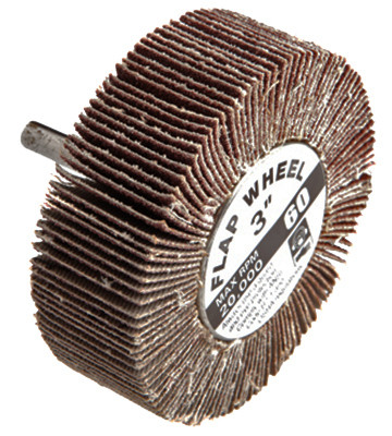 Mounted Flap Wheel, 3 x 1-In. With .25-In. Shank, 60-Grit