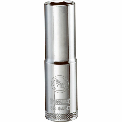 SAE Deep Socket, 6-Point, 1/2 In. Drive, 9/16 In.