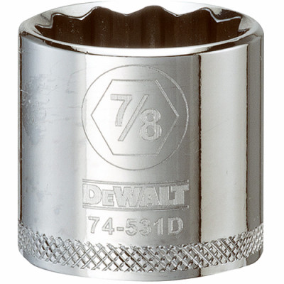 SAE Socket, Shallow, 12-Point, 7/8 In., 3/8 In. Drive