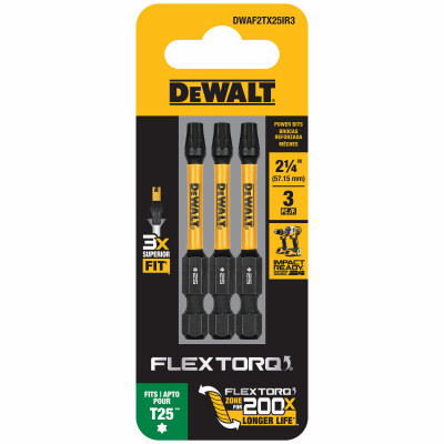 FlexTorq T25 Torx Driver Bits, Impact Ready, 2.25 In., 3-Pk.
