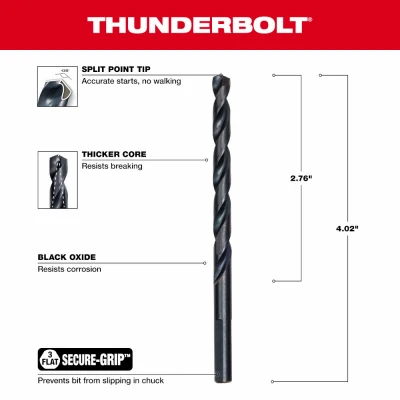Thunderbolt Black Oxide Drill Bit, 1/4 In. (5 pieces)