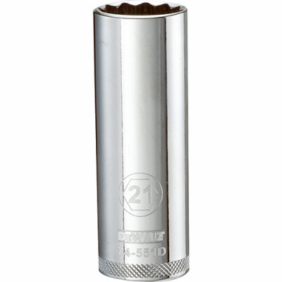 Metric Deep Socket, 12-Point, 1/2 In. Drive, 21mm