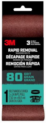 Rapid Removal Power Sanding Belt, 80 Grit, 3 x 24 In.