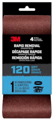 Rapid Removal Power Sanding Belt, 120 Grit, 4 x 24 In.