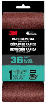 Rapid Removal Power Sanding Belt, 36 Grit, 4 x 24 In.