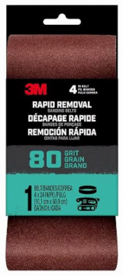 Rapid Removal Power Sanding Belt, 80 Grit, 4 x 24 In.