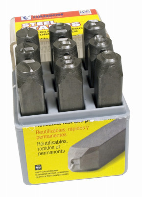 Number Stamp Set, Steel, 1/8 In., 9-Pc.