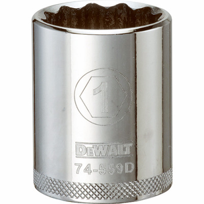 SAE Socket, Shallow, 12-Point, 1 In., 1/2 In. Drive