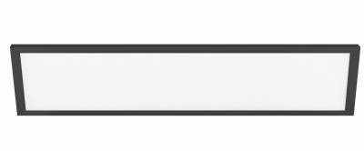 LED Flush Mount Edge-Lit Ceiling Light Fixture, Drop-In Installation, Selectable Color Temp, Black, 1 x 4 Ft.