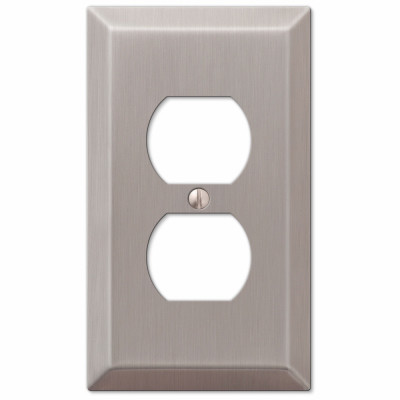 Century Outlet Wall Plate, Brushed Nickel, Steel, 1 Duplex
