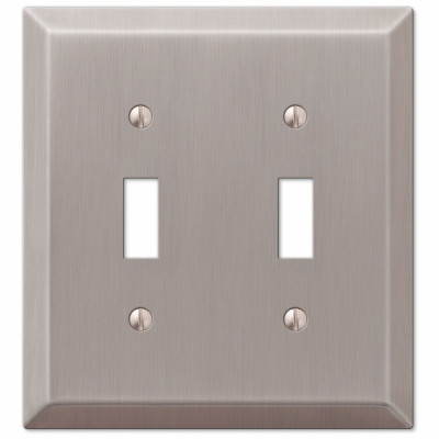 Century Wall Plate, Brushed Nickel, Steel, 2 Toggle