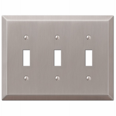 Century Wall Plate, Brushed Nickel, Steel, 3 Toggle