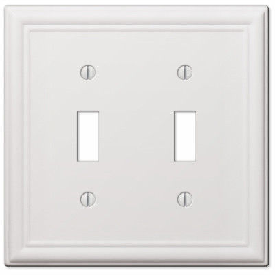 Chelsea Wall Plate, White, Steel, 2 Toggle