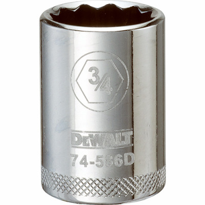 SAE Socket, Shallow, 12-Point, 3/4 In., 1/2 In. Drive