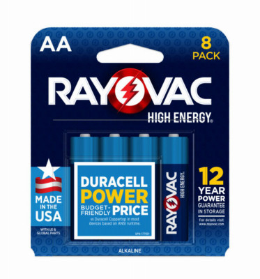 High Energy AA (Double A) Alkaline Batteries, 8-Pk.