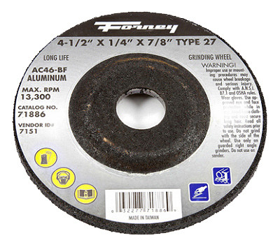 Grinding Wheel, Type 27, 4.5 x .25-In.