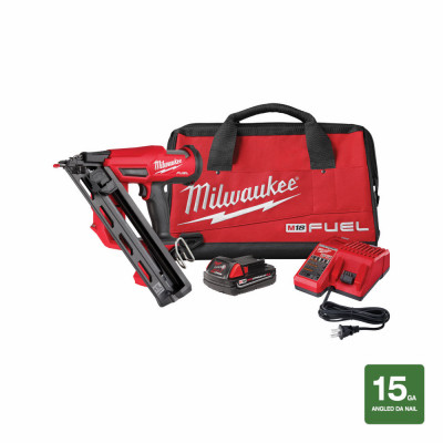 M18 Fuel 18-Volt Cordless 15-Gauge Angled Finish Nailer Kit, Brushless Motor, Battery & Charger