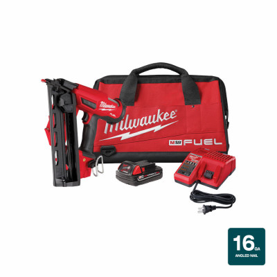 M18 Fuel 18-Volt Cordless 16-Gauge Angled Finish Nailer Kit, Brushless Motor, Battery & Charger