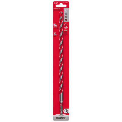 Shockwave Hammer Drill Bit, Impact-Duty Carbide, 10 x 12 x 1/2 In.