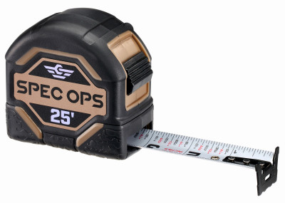 Spec Ops Tools 25-Foot Tape Measure, 1 1/8" Double-Sided Blade, Military-Grade Composite Case