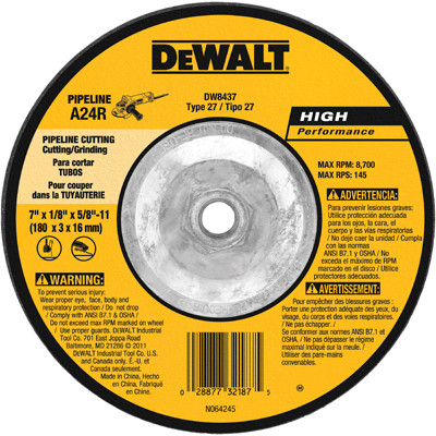 Pipeline Wheel, 7 x 1/8 x 5/8 In.-11