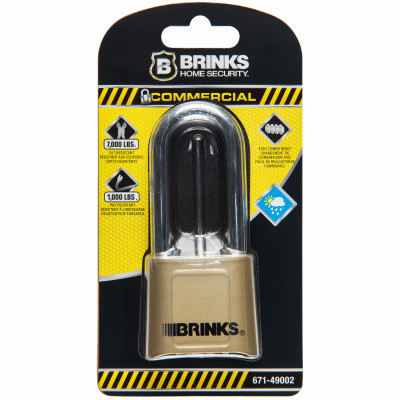 Resettable Combination Padlock, Brass, 2-In. Boron Shackle