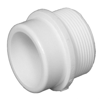 Schedule 40 DWV PVC Adapter, White, 2 In. Spigot x 2 In. MPT