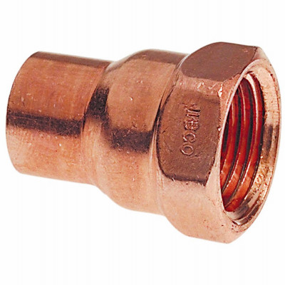 Copper Pipe Adapter, 1/2 x 1/4 In. CxF