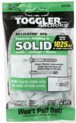 Alligator Masonry Anchors, Flanged, 5/16-In., 6-Pk.