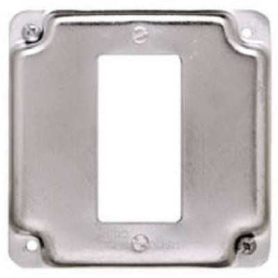 GFI Receptacle Box Cover, Single, Flat Corner Square, Steel, 4 In.
