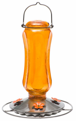Vintage Oriole Bird Feeder, Carnival Glass (2 pieces)