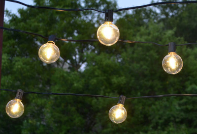 LED G50 Outdoor String Lights, 12 Warm White Bulbs