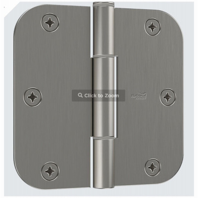 SqueakGuard Door Hinges, 1/4 In. Round Corners, Satin Nickel, 3-1/2 In., 3-Pk.