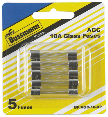 Automotive Fuses, Glass Tube, 1/4 x 11/4 In., 10-Amp, 5-Pk.