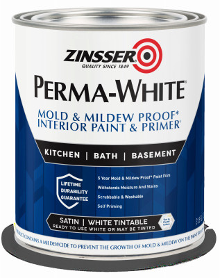 Mold & Mlidew Proof Interior Paint, White Satin, Quart