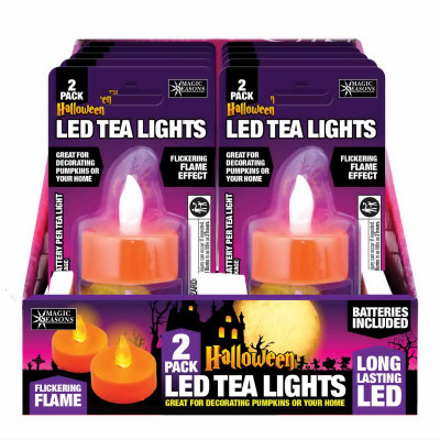 Halloween Tea Lights, Flickering Flame, 2-Pk.