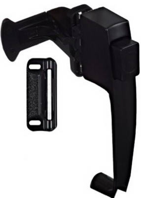 Screen & Storm Door Latch, Push-Button, Black Satin, 1-1/4 In. Hole Spacing