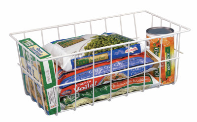 Storage Basket, White Steel, 5.5 x 14.75 x 8.5 In.