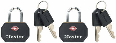 2-Pack 1-1/4 In. Black Keyed-Alike Luggage Lock